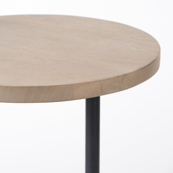 Ballatine 15L x 15W x 27H Brown Wood Round Top w/ Black Metal Base Accent Table