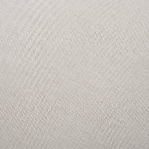 Gwynn Oatmeal Fabric w/ Dark Brown Wood Pouf