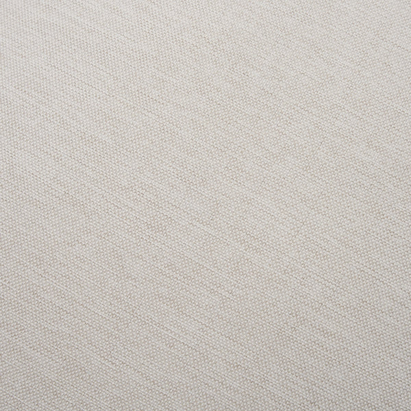 Gwynn Oatmeal Fabric w/ Dark Brown Wood Pouf