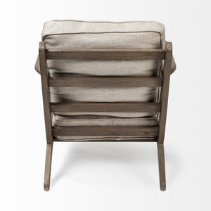 Olympus VI Beige Fabric Wrapped Wooden Frame Accent Chair