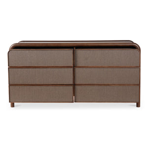 Rye 6 Drawer Dresser in Warm Brown with Soft Rush Front