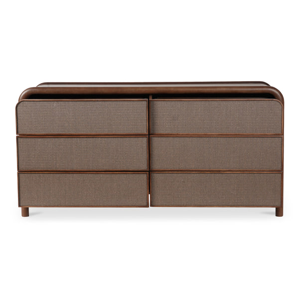 Rye 6 Drawer Dresser in Warm Brown with Soft Rush Front