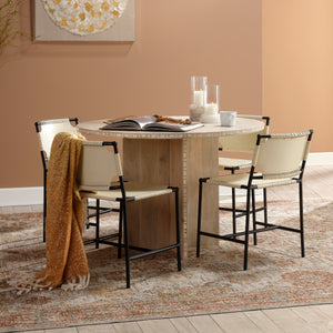 Asher Leather Dining Chair, White