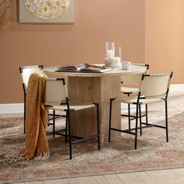 Asher Leather Dining Chair, White
