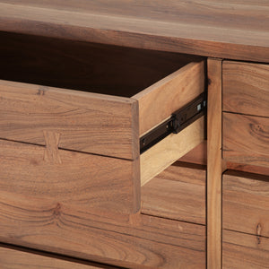 Aspen 58" Six  Drawer Dresser, Smoked Acacia