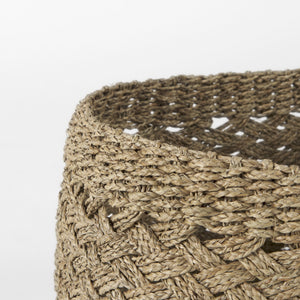 Jarek 15.0L x 15.0W x 11.8H (Set of 3) Medium Brown Seagrass Basket Cross Weave Round Basket