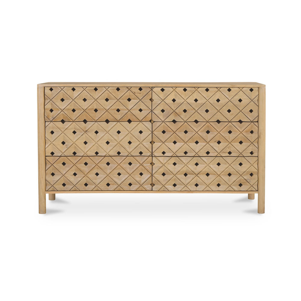 Moe's Fulton 6 Drawer Dresser in Natural Mango Wood