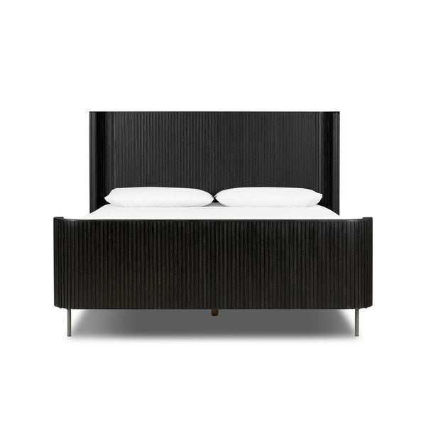 Fletcher Queen Bed - Distressed Black Oak