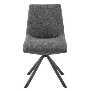 Viona Fabric Swivel Dining Side Chair In Blazer Dark Gray (Set of 2)