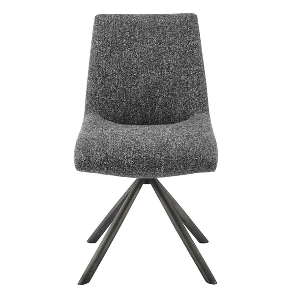 Viona Fabric Swivel Dining Side Chair In Blazer Dark Gray (Set of 2)