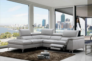 Michele Premium Leather Sectional in Left Hand Facing Chaise