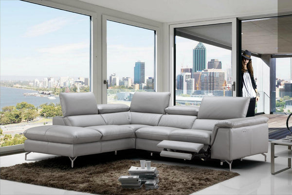 Michele Premium Leather Sectional in Left Hand Facing Chaise