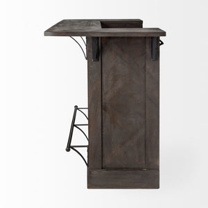 Cheers Dark Brown Solid Wood  Wine Bottle Storage Kitchen Island