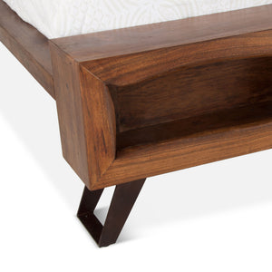 London Loft Acacia Wood Live Edge King Bed in Walnut Finish