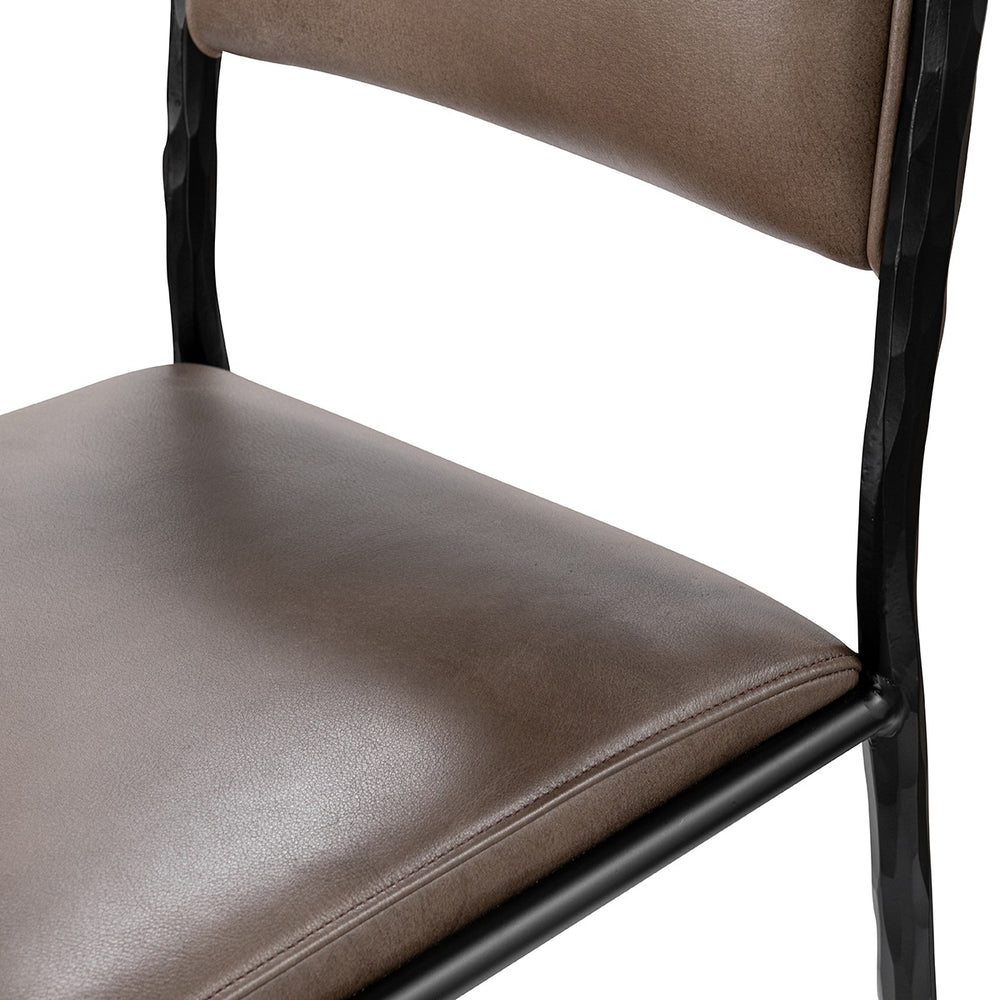 Kayne Leather Counter Stool with Iron Hammered Frame