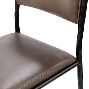 Kayne Leather Counter Stool with Iron Hammered Frame