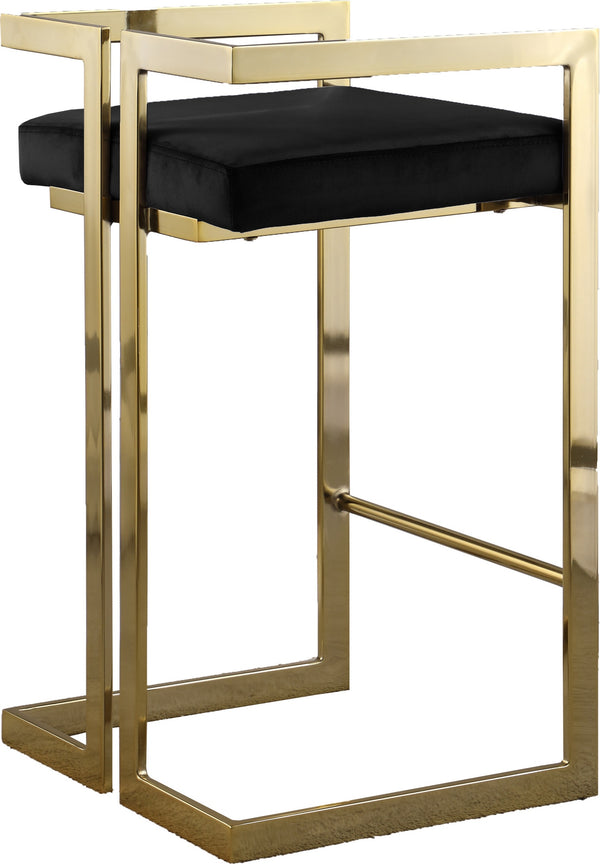Winifred Stool In Black Velvet and Gold