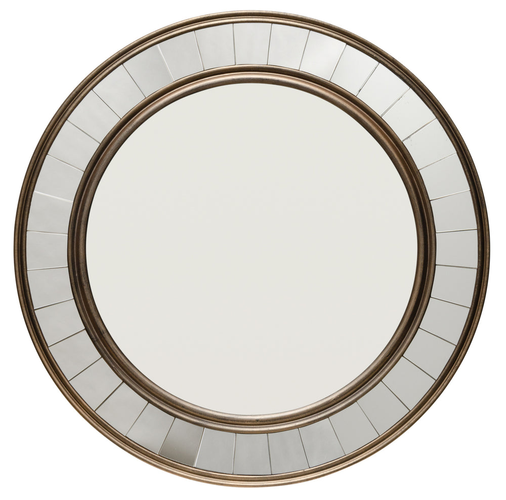 Coltrane Wood Round Wall Mirror, Antique Bronze