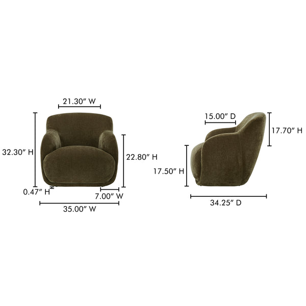 Moe's Stevie Lounge Chair in Cedar Green