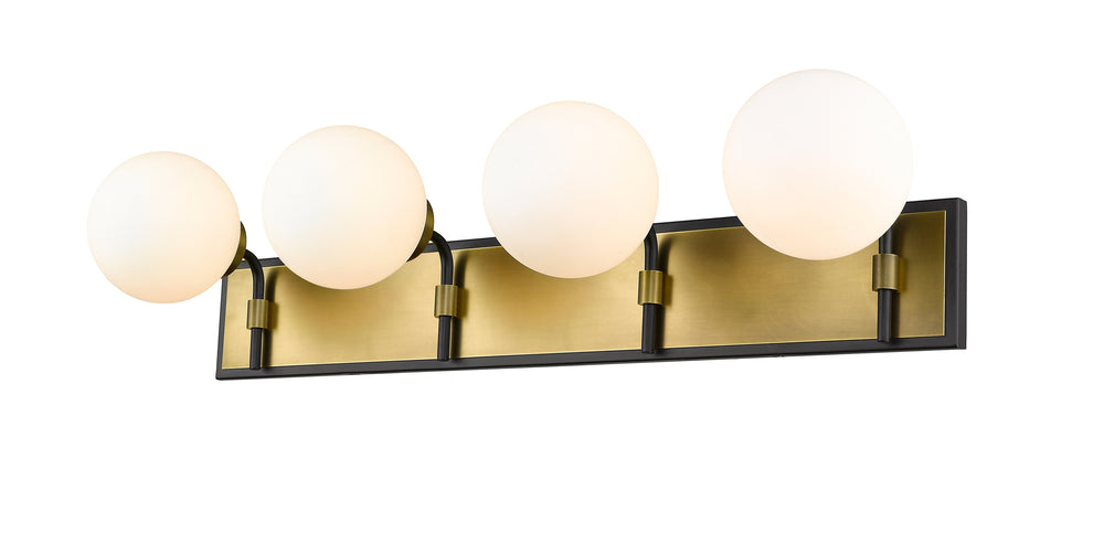 Parsons 4 Light Vanity in Matte Black + Olde Brass Finish