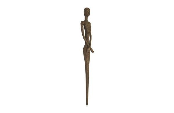 Skinny Female Wall Art, Resin, Bronze