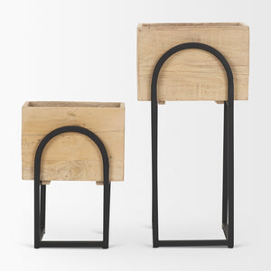 Jadine Set of 2  Beige Wood w/ Black Metal Arch Frames