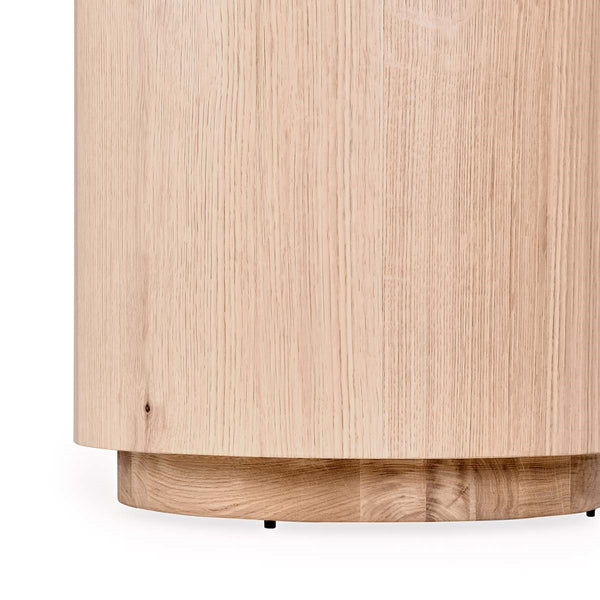 Layne Solid Wood Round End Table with Plinth Base