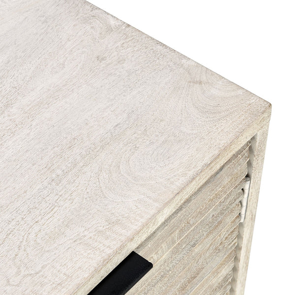 Flint Solid Wood 4Dr Cabinet on Black Iron Base