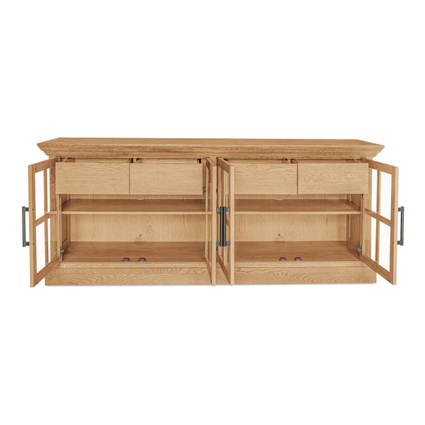 Moe's Raymond Sideboard Natural Oak with Glass Front