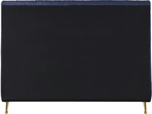Marcos Queen Bed In Navy Velvet
