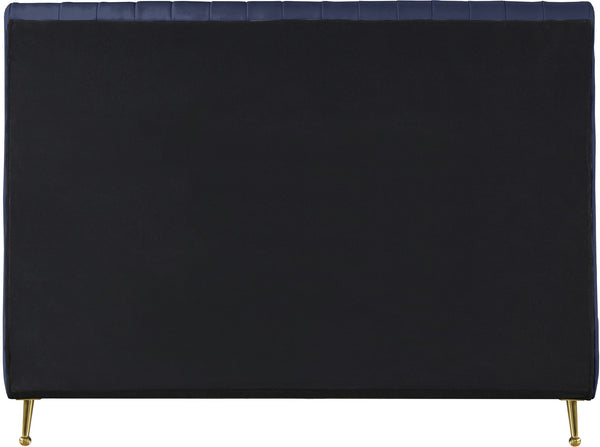 Marcos Queen Bed In Navy Velvet