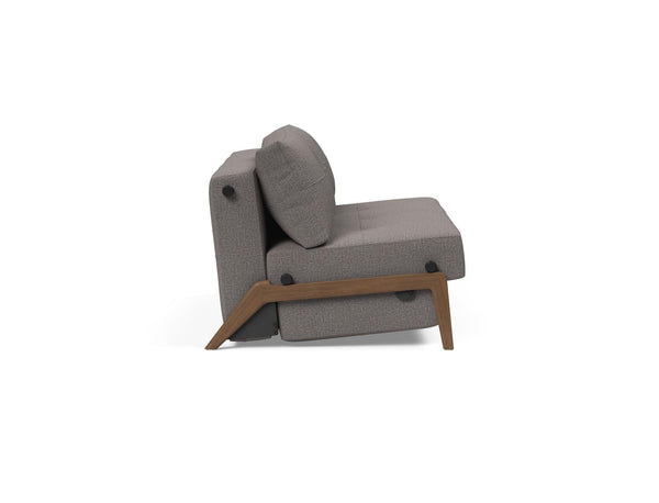 CUBED FULL SOFA BED in MIXED DANCE GREY FABRIC WITH Dark Wood LEGS 521