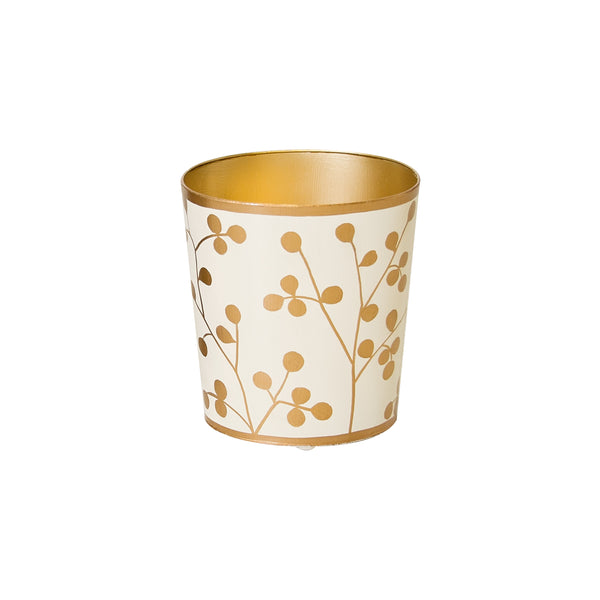 GOLD AND CREAM WASTEBASKET