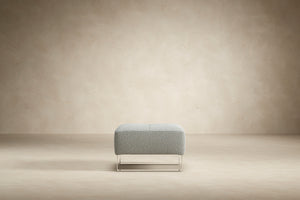 DELUXE EXCESS OTTOMAN in MELANGE LIGHT GREY FABRIC WITH Chrome legs 538