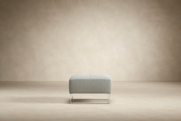 DELUXE EXCESS OTTOMAN in MELANGE LIGHT GREY FABRIC WITH Chrome legs 538