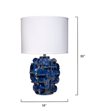  Helios Ceramic Table Lamp with Linen Shade, Blue