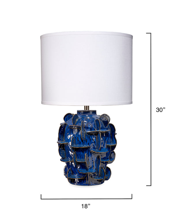  Helios Ceramic Table Lamp with Linen Shade, Blue
