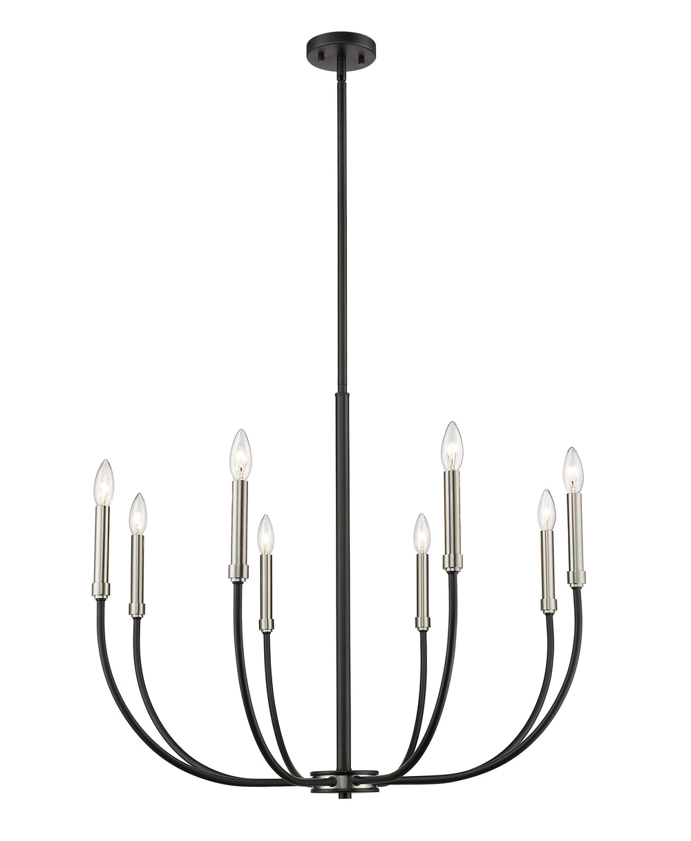 Haylie 8 Light Chandelier in Matte Black + Brushed Nickel Finish