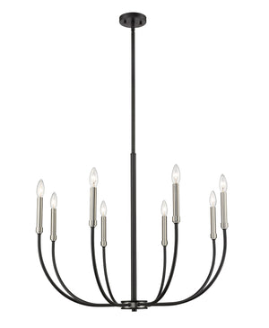 Haylie 8 Light Chandelier in Matte Black + Brushed Nickel Finish