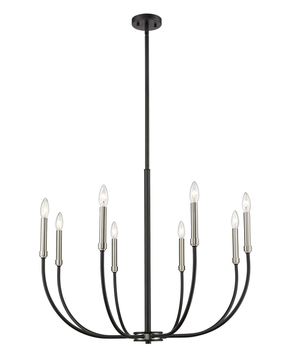 Haylie 8 Light Chandelier in Matte Black + Brushed Nickel Finish