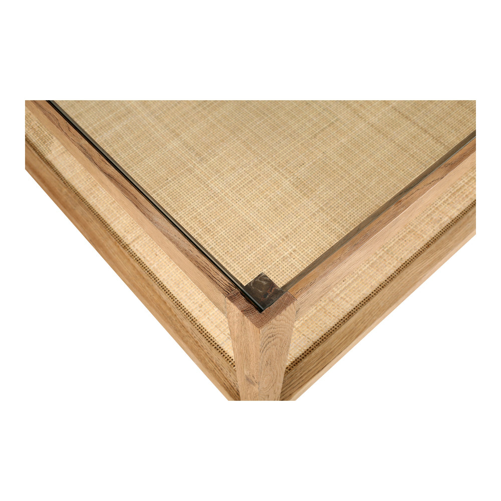 Moe's Harrington Natural Coffee Table with Cane Shelf