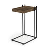 Maddox 16L x 13.5W x 27H Medium Brown Wood w/ Black Metal C-shaped End/Side Table