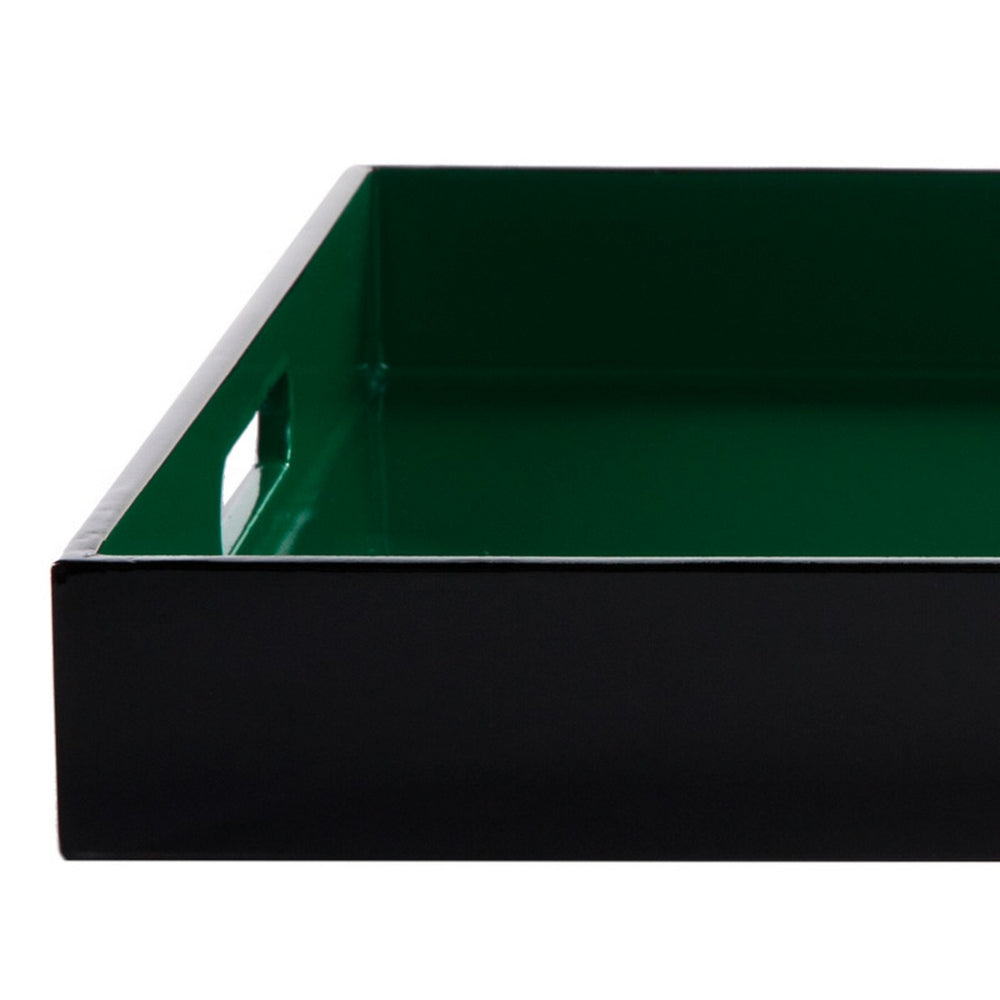 Lacquerware Tray, Square, Green/ Black 15.75''SQ