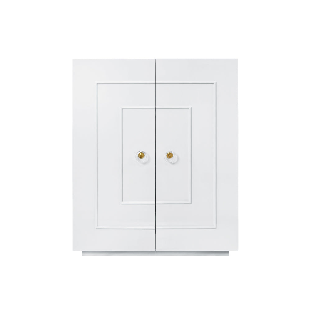 TWO DOOR MATTE WHITE LACQUER CABINET