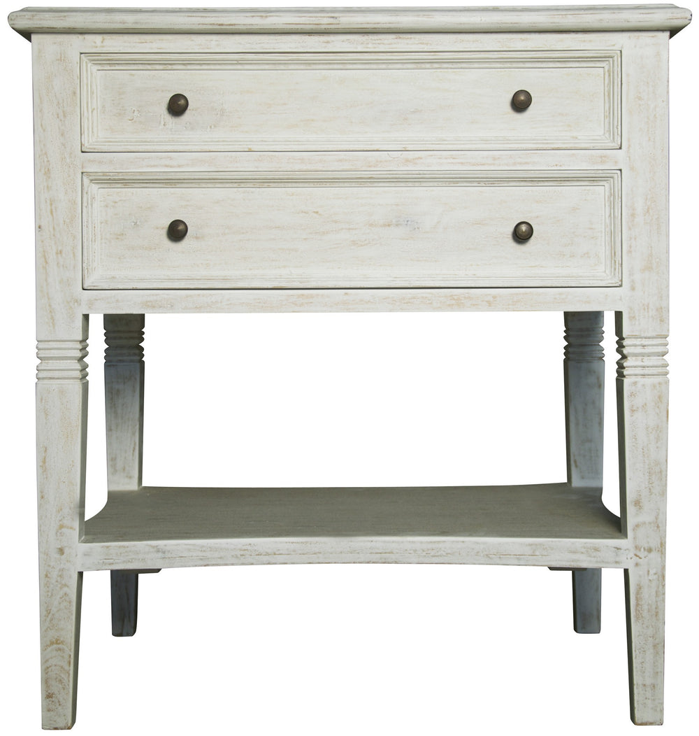 Oxford 2-Drawer Side Table, White Wash