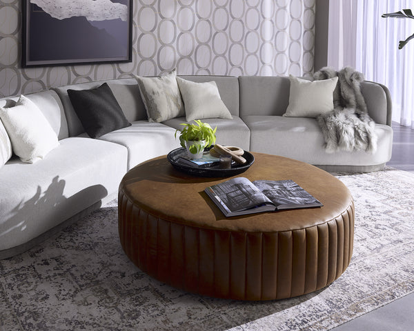 DIVANO OTTOMAN - AGED COGNAC LEATHER