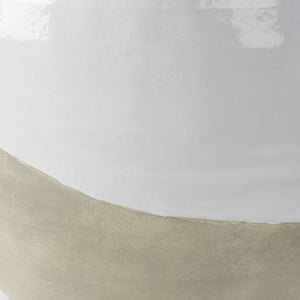 Amos 18.5L x 18.5W x 24.4H White and Dark Beige Color Blocked Ceramic Floor Vase