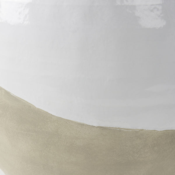 Amos 18.5L x 18.5W x 24.4H White and Dark Beige Color Blocked Ceramic Floor Vase