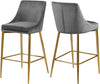 Lynette Stool In Grey Velvet and Gold