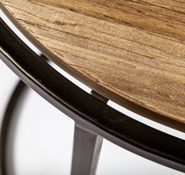 Glover (Set of 3) 20L x 20W Brown Wood Round Top W/Metal Nesting Accent Tables